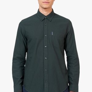 Ben Sherman Mens Button Front Dark Green Long sleeve Shirt Preppy Size XL